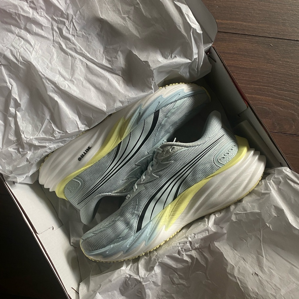 Women’s puma velocity Nitro 4 running shoe sea glass/ gold moon HYROX SHOE